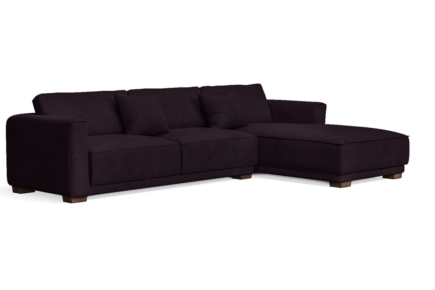 Barletta 4 Seater Right Hand Facing Chaise Lounge Corner Sofa Purple Velvet