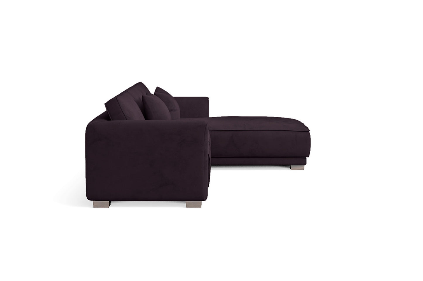 Barletta 4 Seater Right Hand Facing Chaise Lounge Corner Sofa Purple Velvet