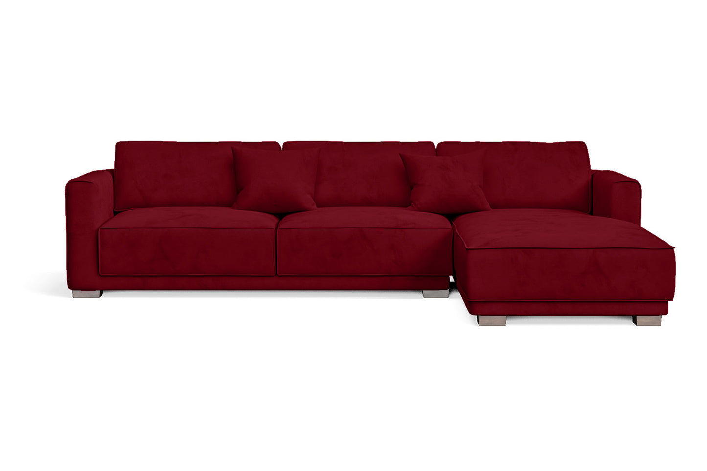 Barletta 4 Seater Right Hand Facing Chaise Lounge Corner Sofa Red Velvet