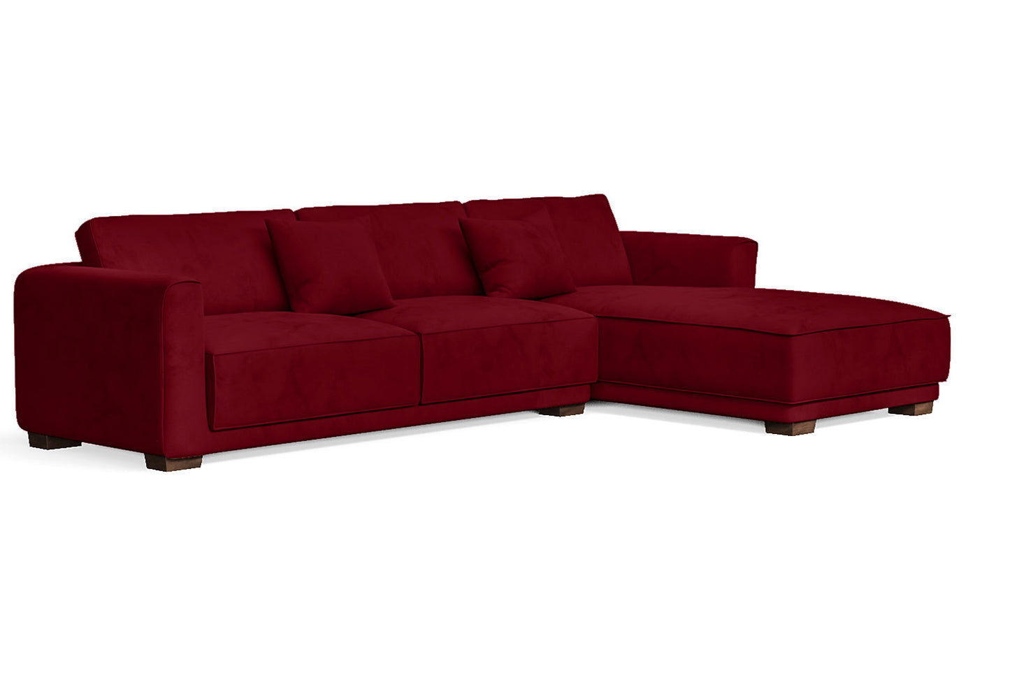 Barletta 4 Seater Right Hand Facing Chaise Lounge Corner Sofa Red Velvet