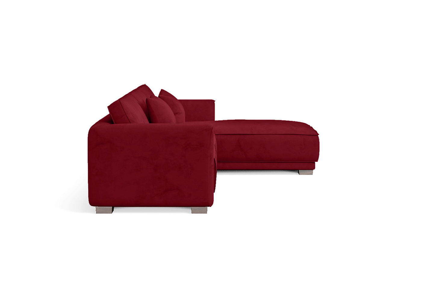 Barletta 4 Seater Right Hand Facing Chaise Lounge Corner Sofa Red Velvet