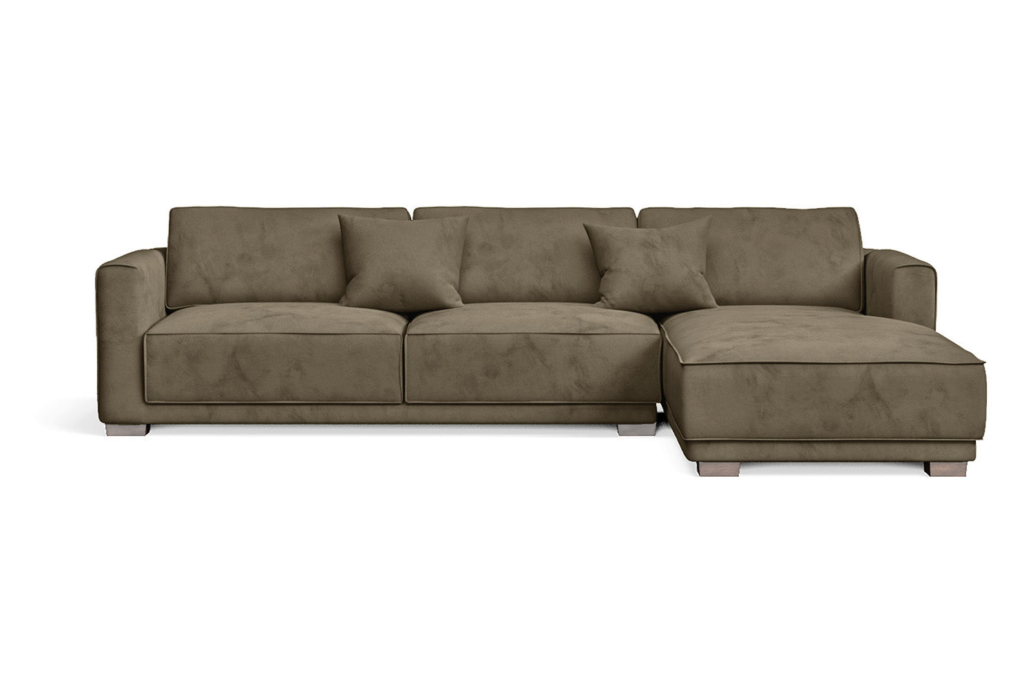 Barletta 4 Seater Right Hand Facing Chaise Lounge Corner Sofa Sand Velvet