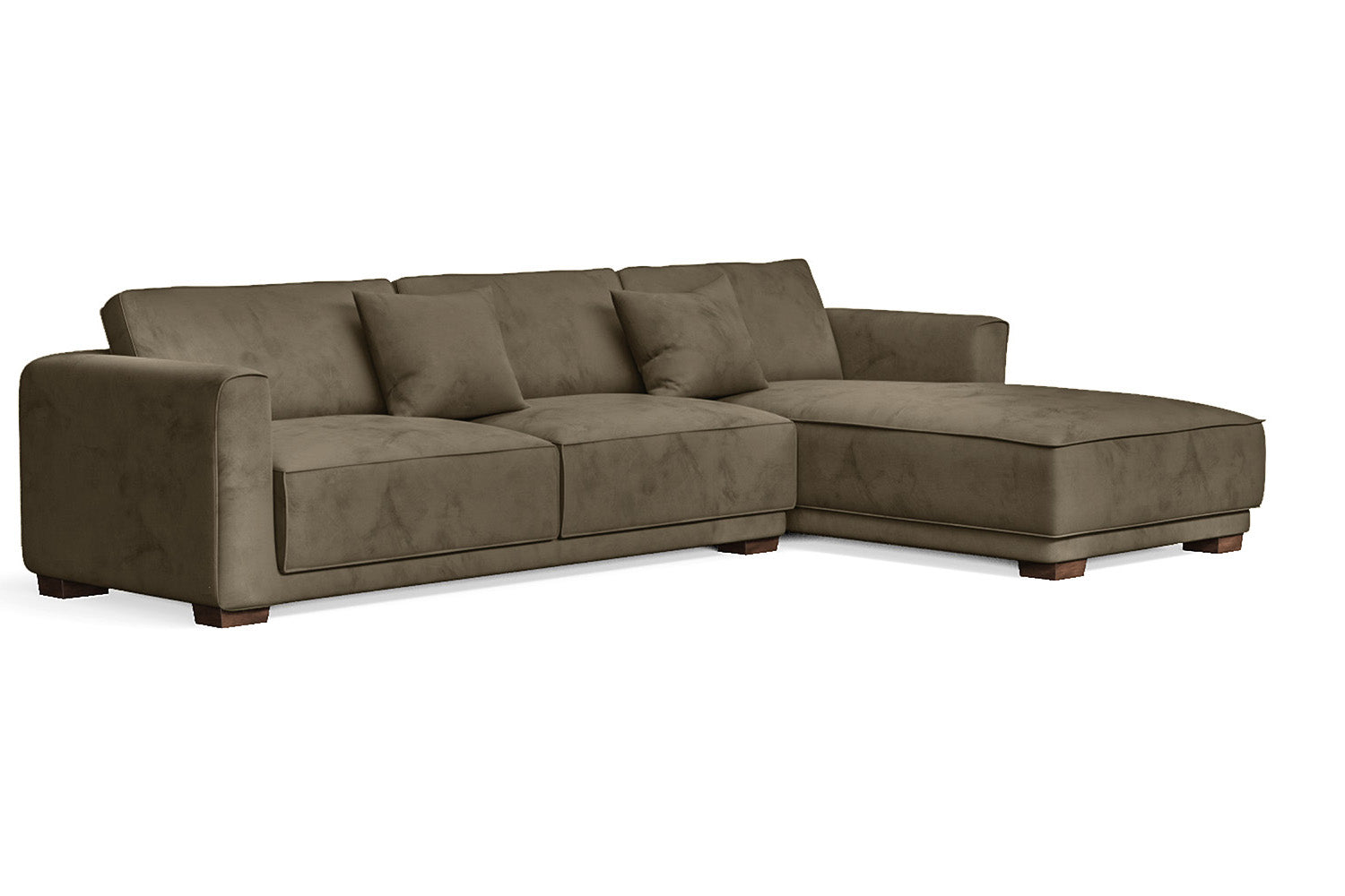 Barletta 4 Seater Right Hand Facing Chaise Lounge Corner Sofa Sand Velvet