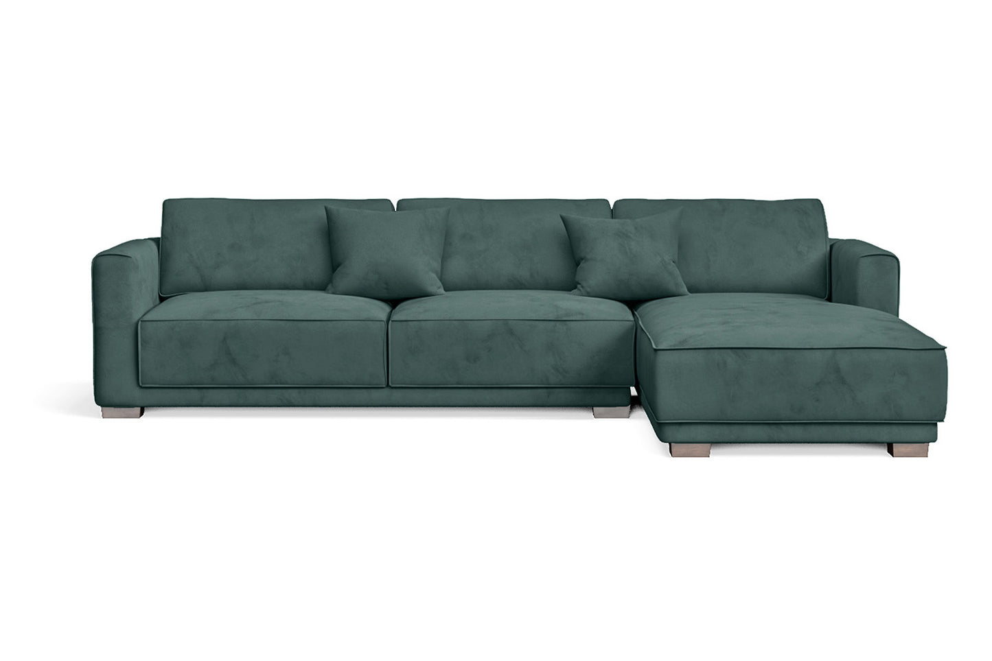 Barletta 4 Seater Right Hand Facing Chaise Lounge Corner Sofa Teal Velvet