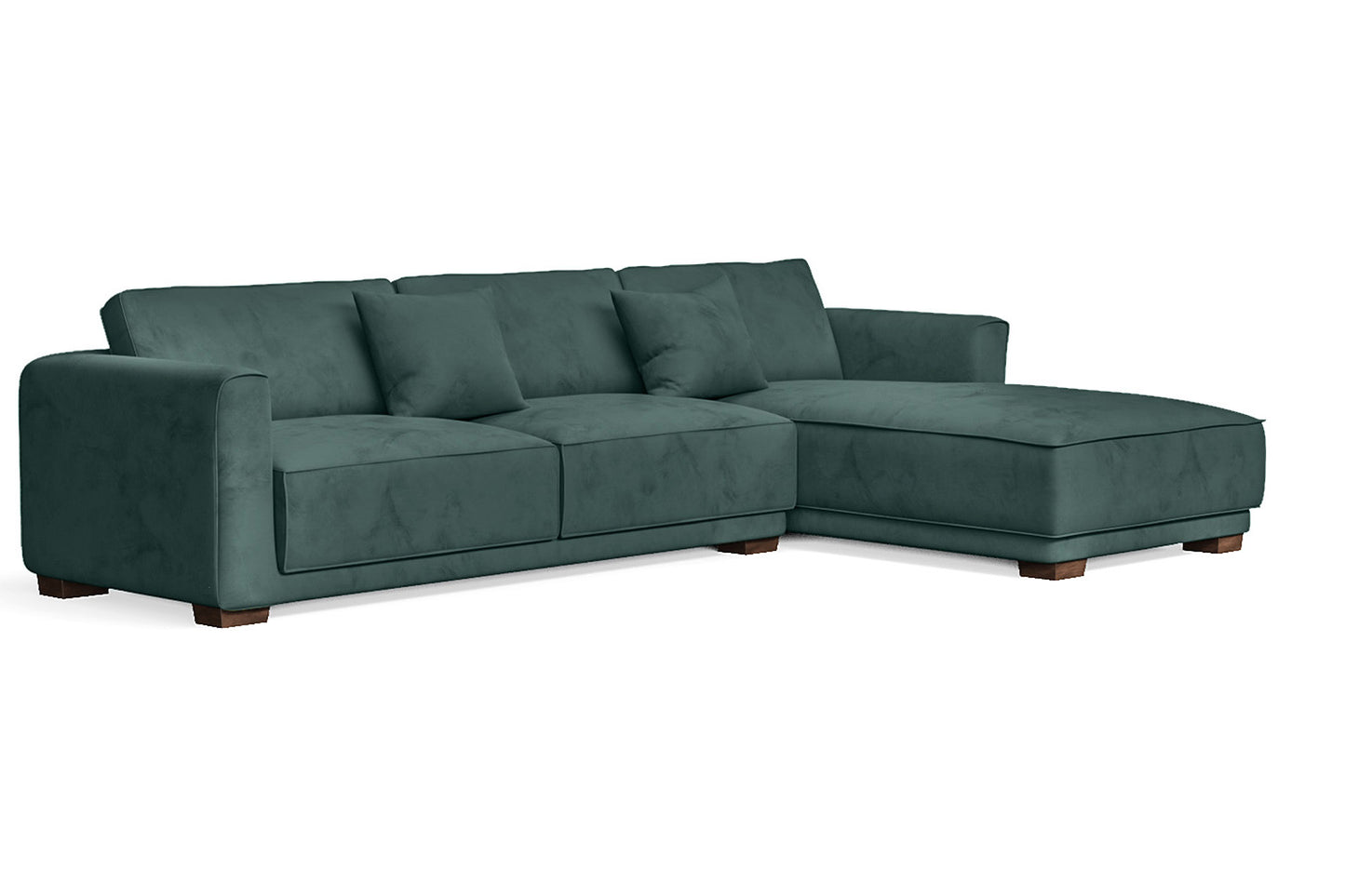 Barletta 4 Seater Right Hand Facing Chaise Lounge Corner Sofa Teal Velvet