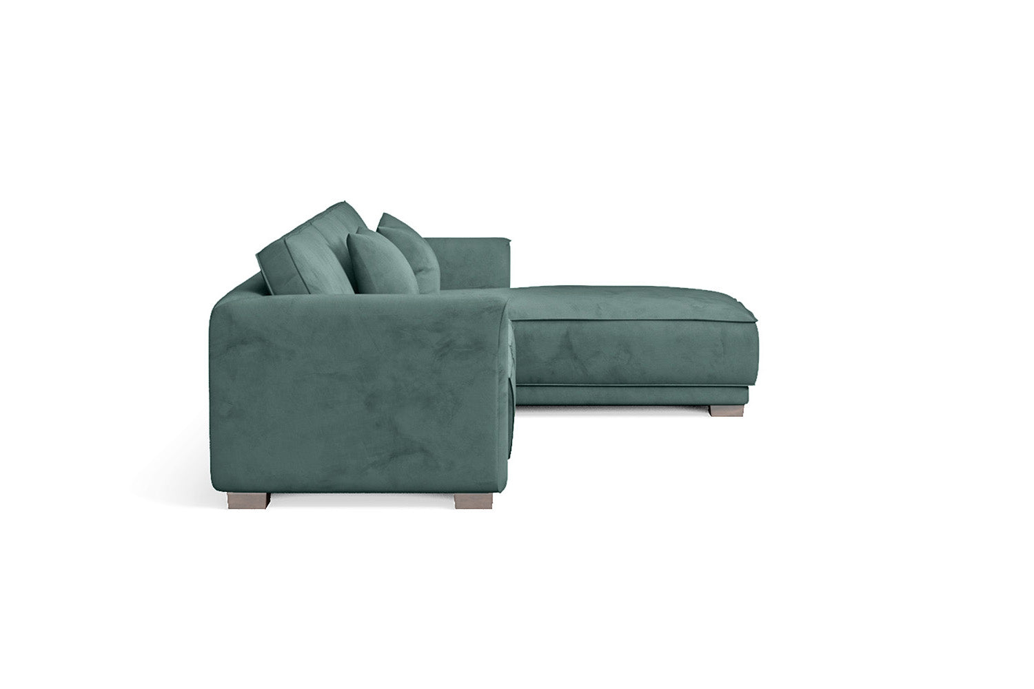 Barletta 4 Seater Right Hand Facing Chaise Lounge Corner Sofa Teal Velvet