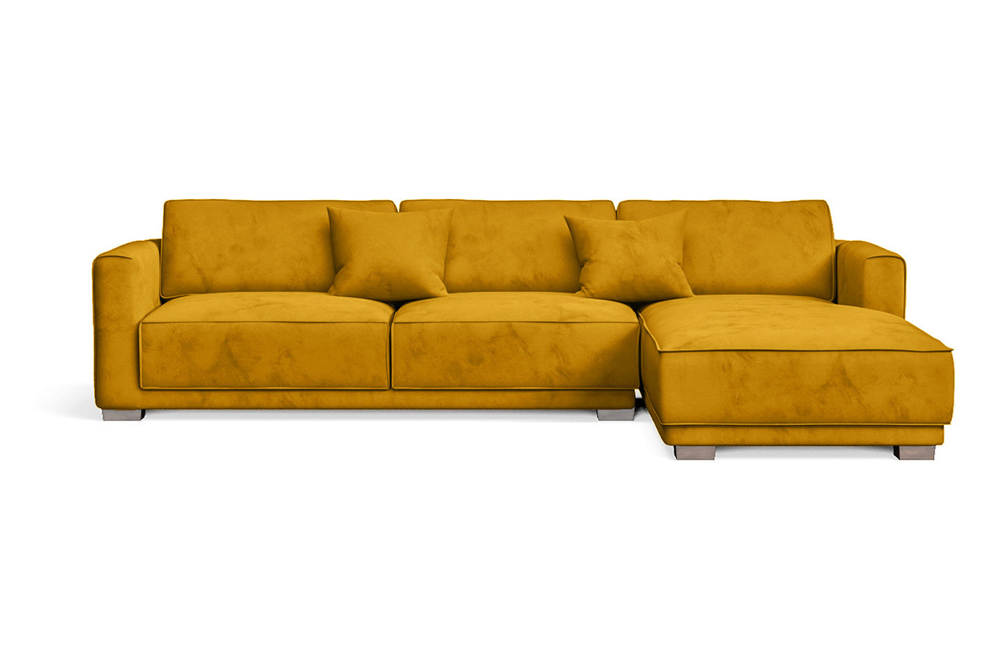 Barletta 4 Seater Right Hand Facing Chaise Lounge Corner Sofa Yellow Velvet