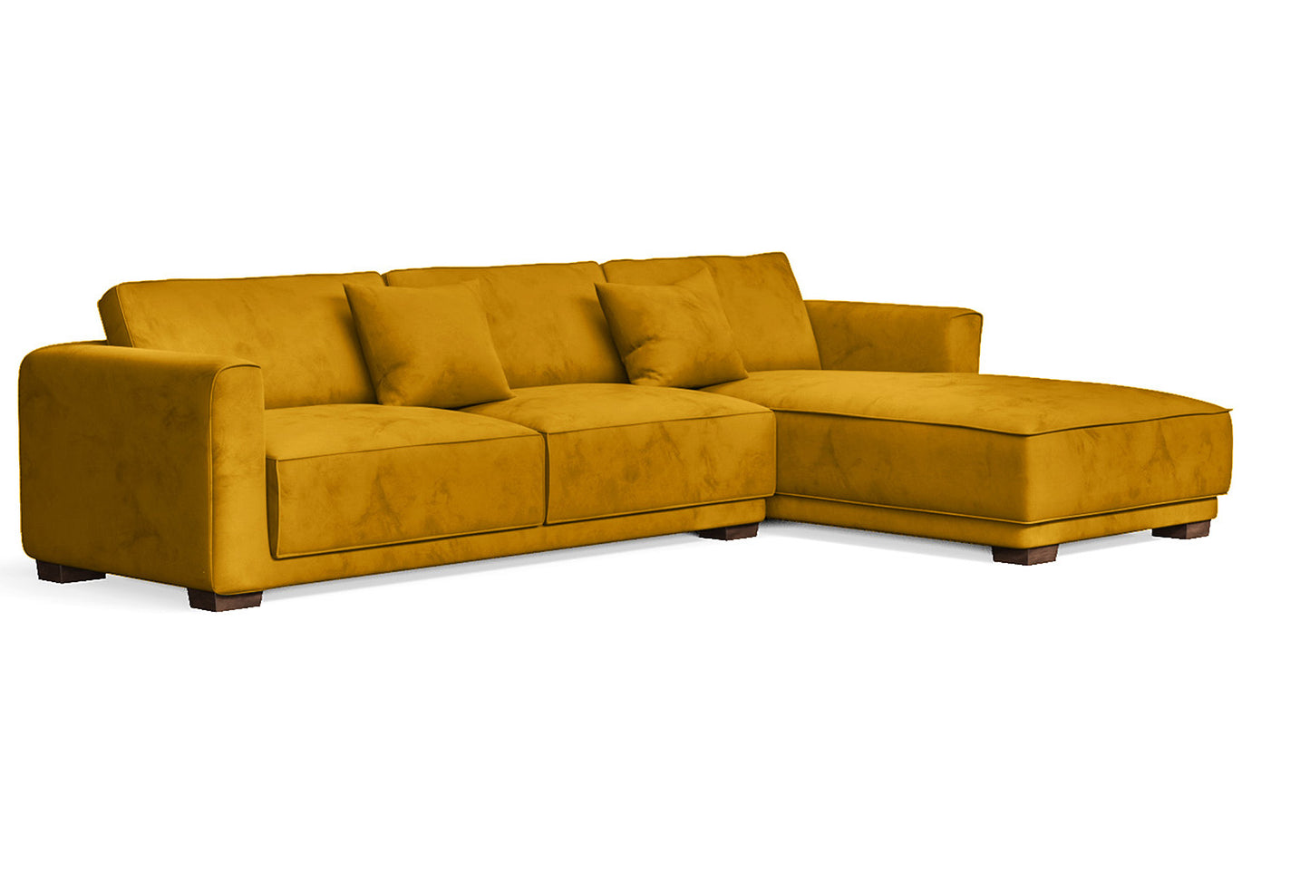 Barletta 4 Seater Right Hand Facing Chaise Lounge Corner Sofa Yellow Velvet