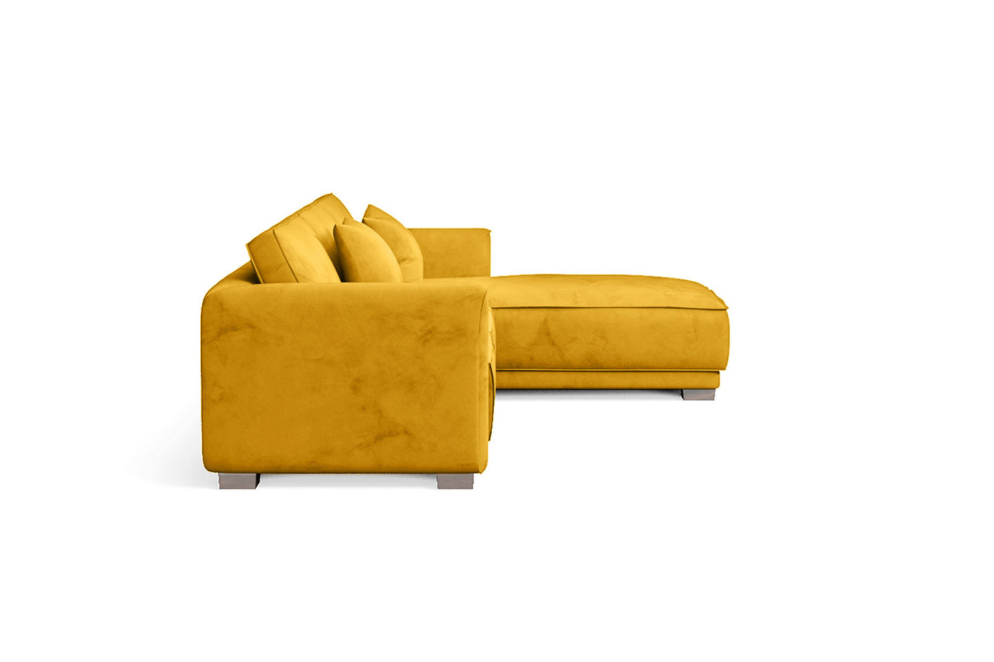 Barletta 4 Seater Right Hand Facing Chaise Lounge Corner Sofa Yellow Velvet