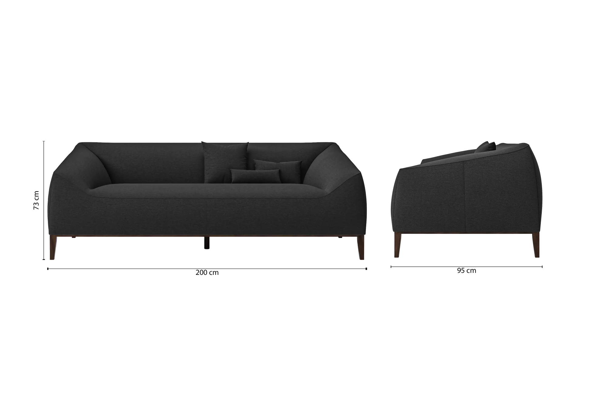 Bergamo 3 Seater Sofa Black Linen Fabric