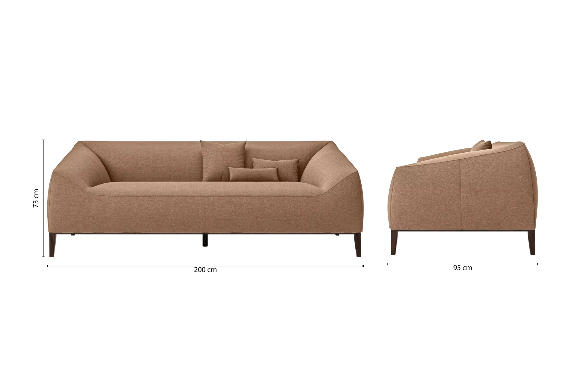 Bergamo 3 Seater Sofa Caramel Linen Fabric