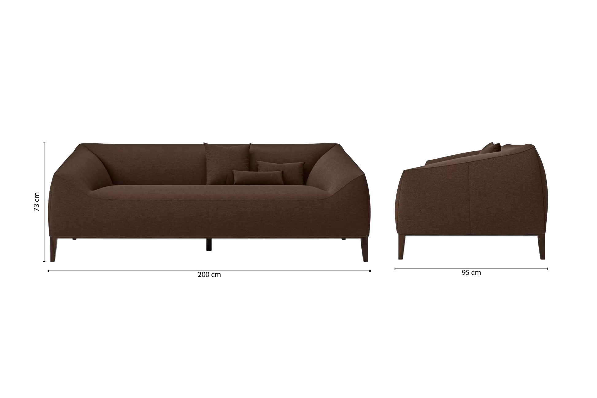 Bergamo 3 Seater Sofa Coffee Brown Linen Fabric