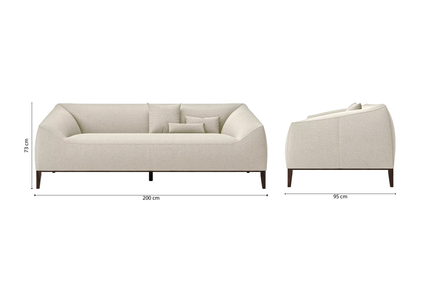 Bergamo 3 Seater Sofa Cream Linen Fabric