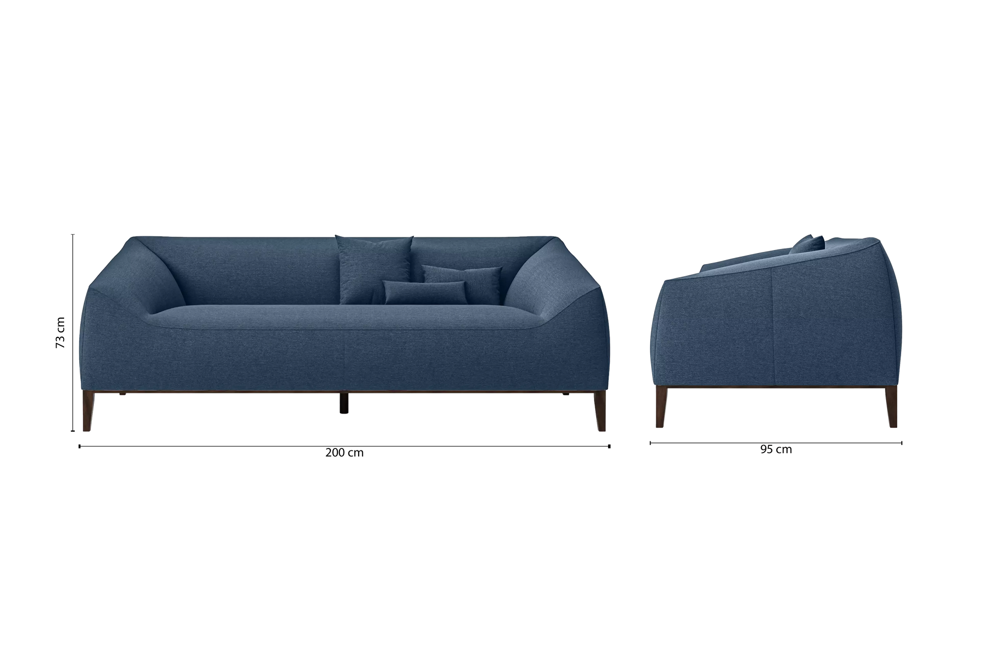 Bergamo 3 Seater Sofa Dark Blue Linen Fabric