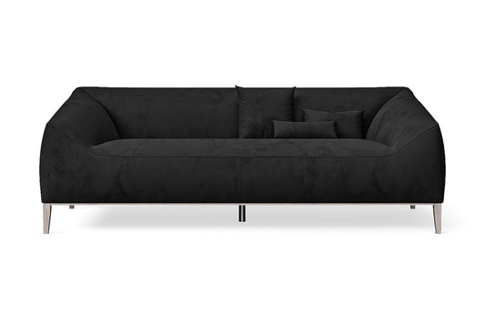 Bergamo 3 Seater Sofa Black Velvet