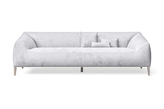 Bergamo 4 Seater Sofa Silver Velvet