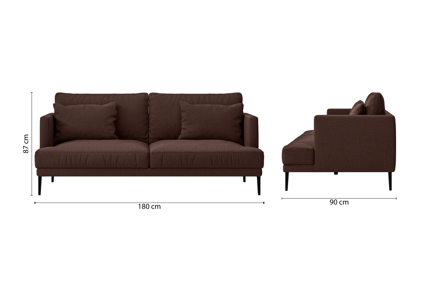 Bisceglie 2 Seater Sofa Coffee Brown Linen Fabric