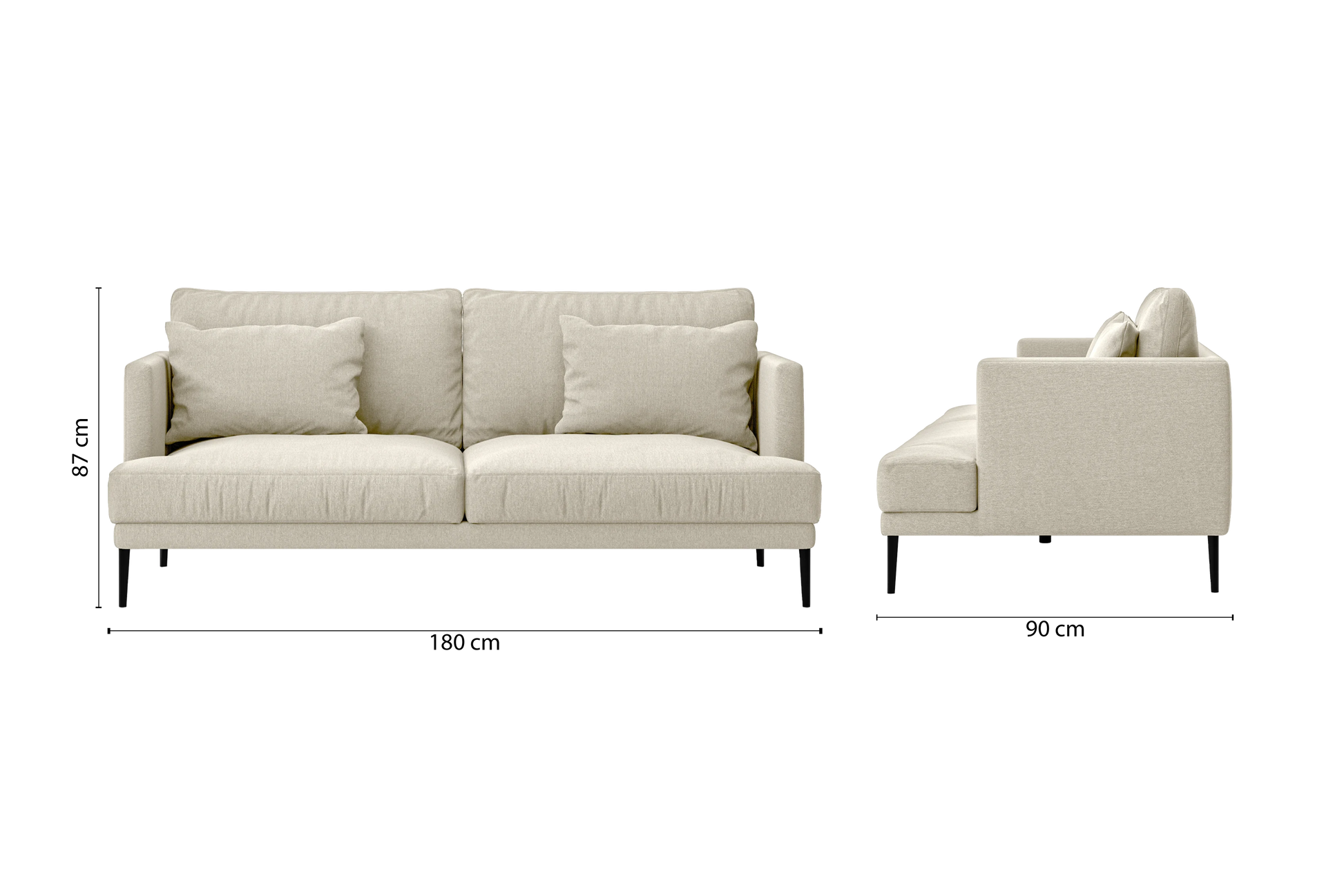 Bisceglie 2 Seater Sofa Cream Linen Fabric