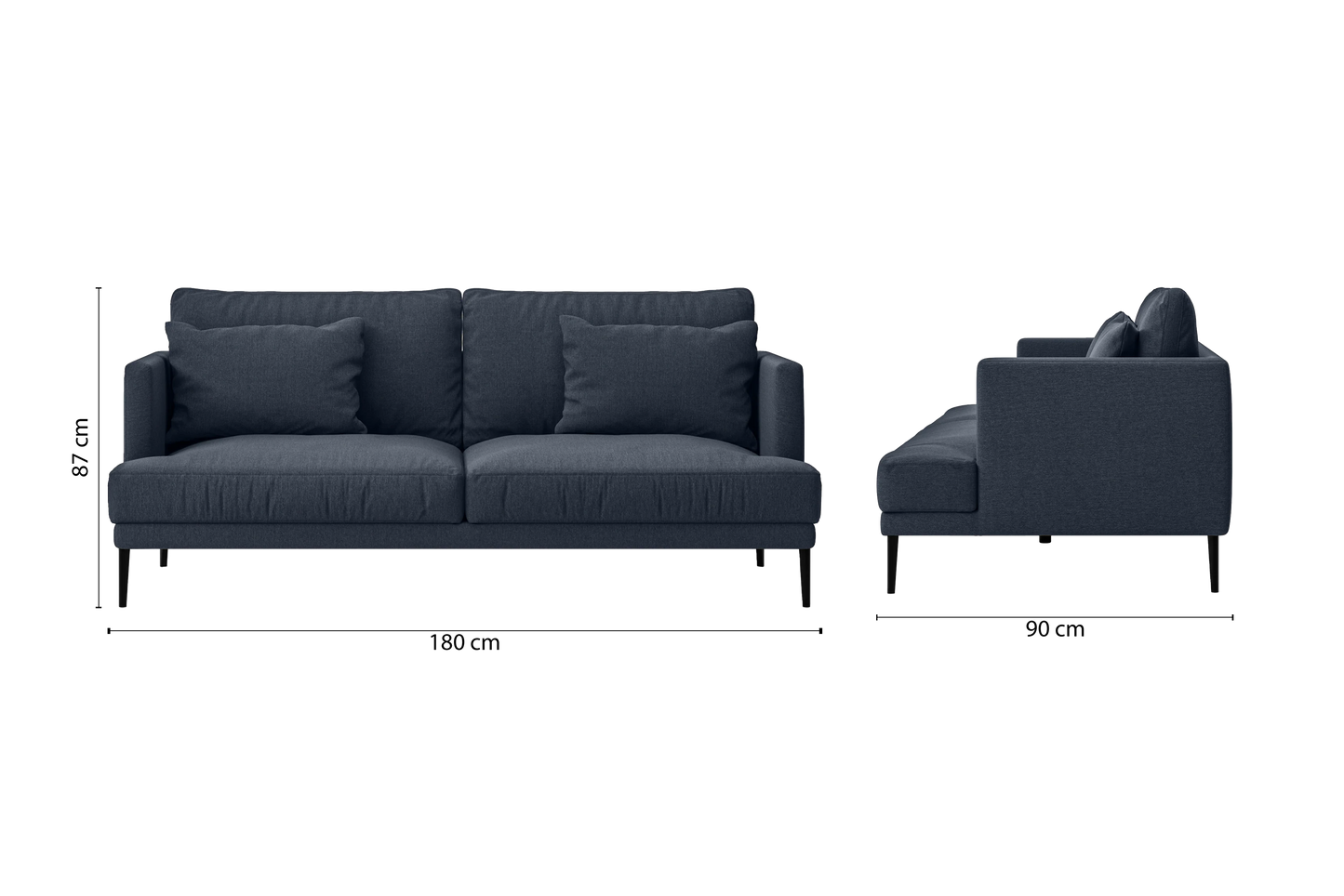 Bisceglie 2 Seater Sofa Dark Blue Linen Fabric