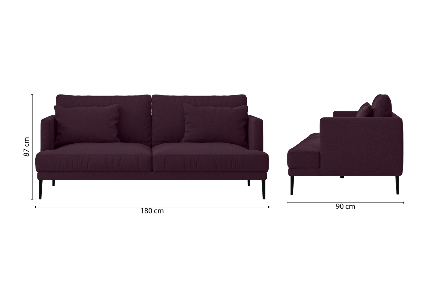 Bisceglie 2 Seater Sofa Purple Linen Fabric