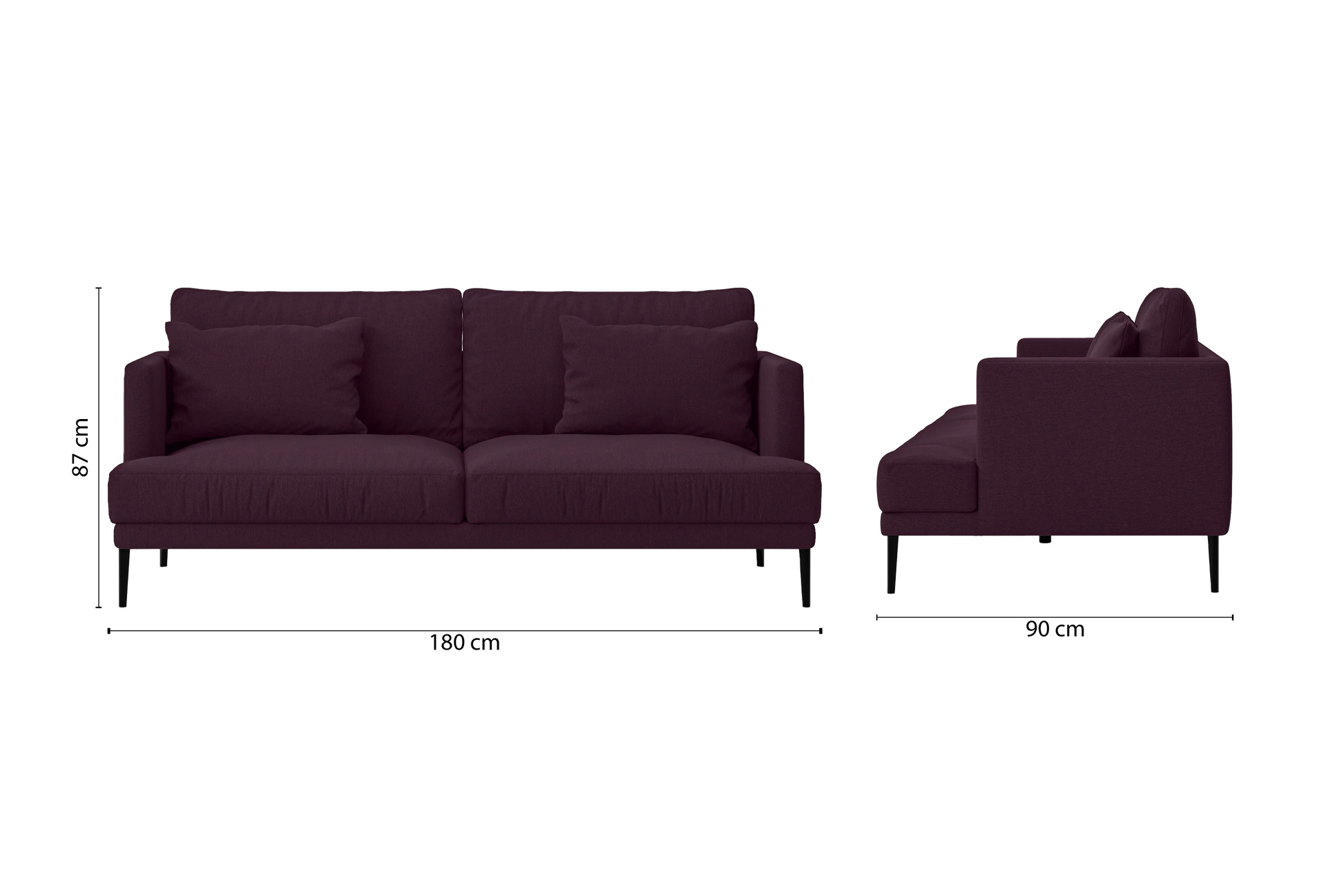 Bisceglie 2 Seater Sofa Purple Linen Fabric