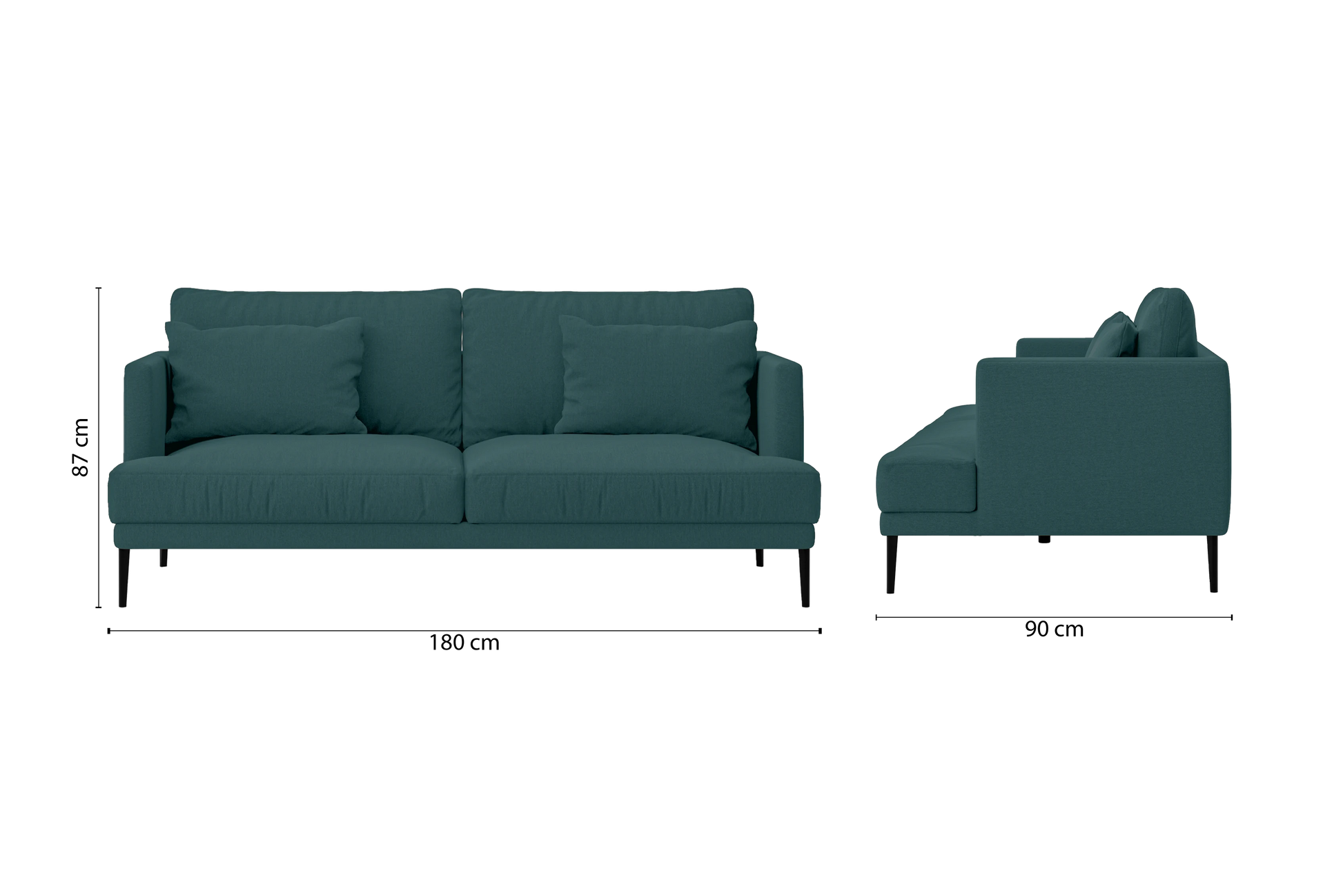 Bisceglie 2 Seater Sofa Teal Linen Fabric