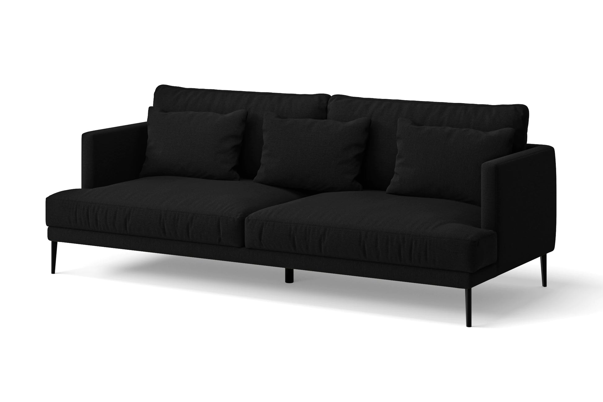 Bisceglie 3 Seater Sofa Black Linen Fabric