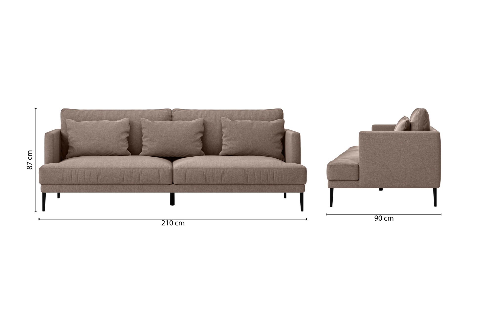 Bisceglie 3 Seater Sofa Caramel Linen Fabric