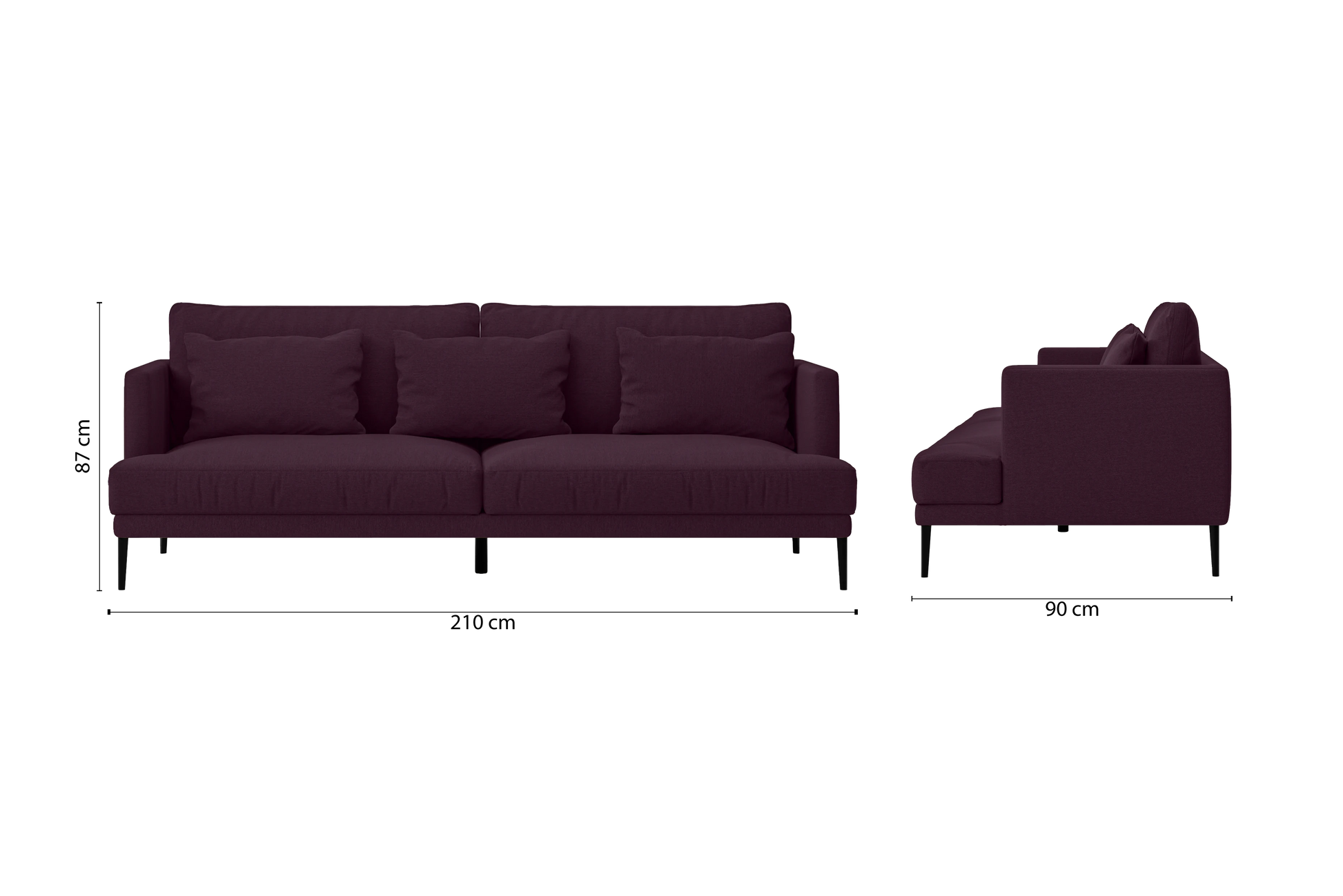 Bisceglie 3 Seater Sofa Purple Linen Fabric