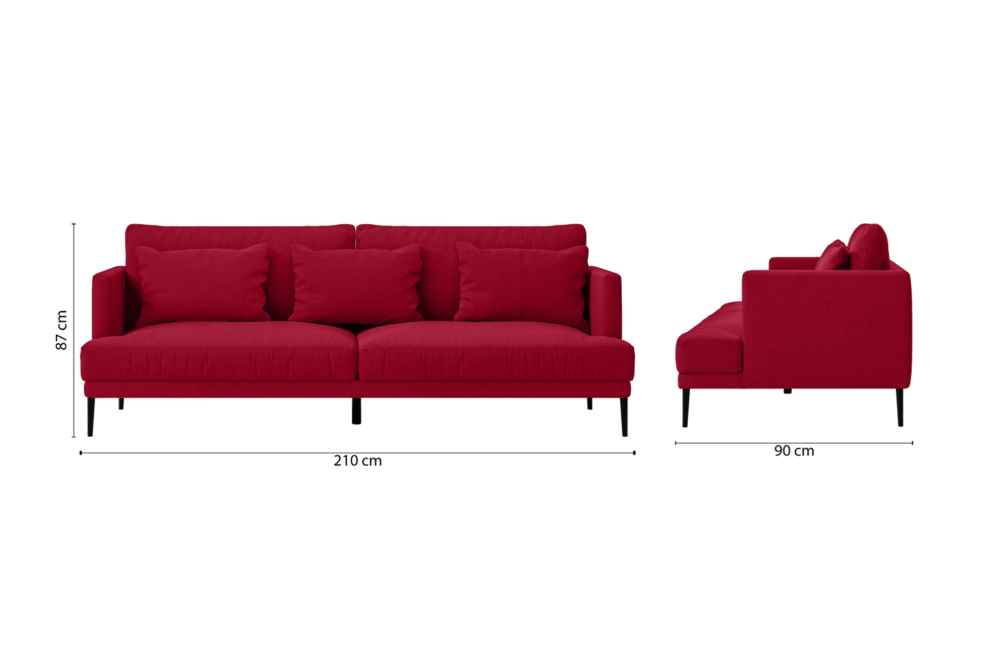 Bisceglie 3 Seater Sofa Red Linen Fabric