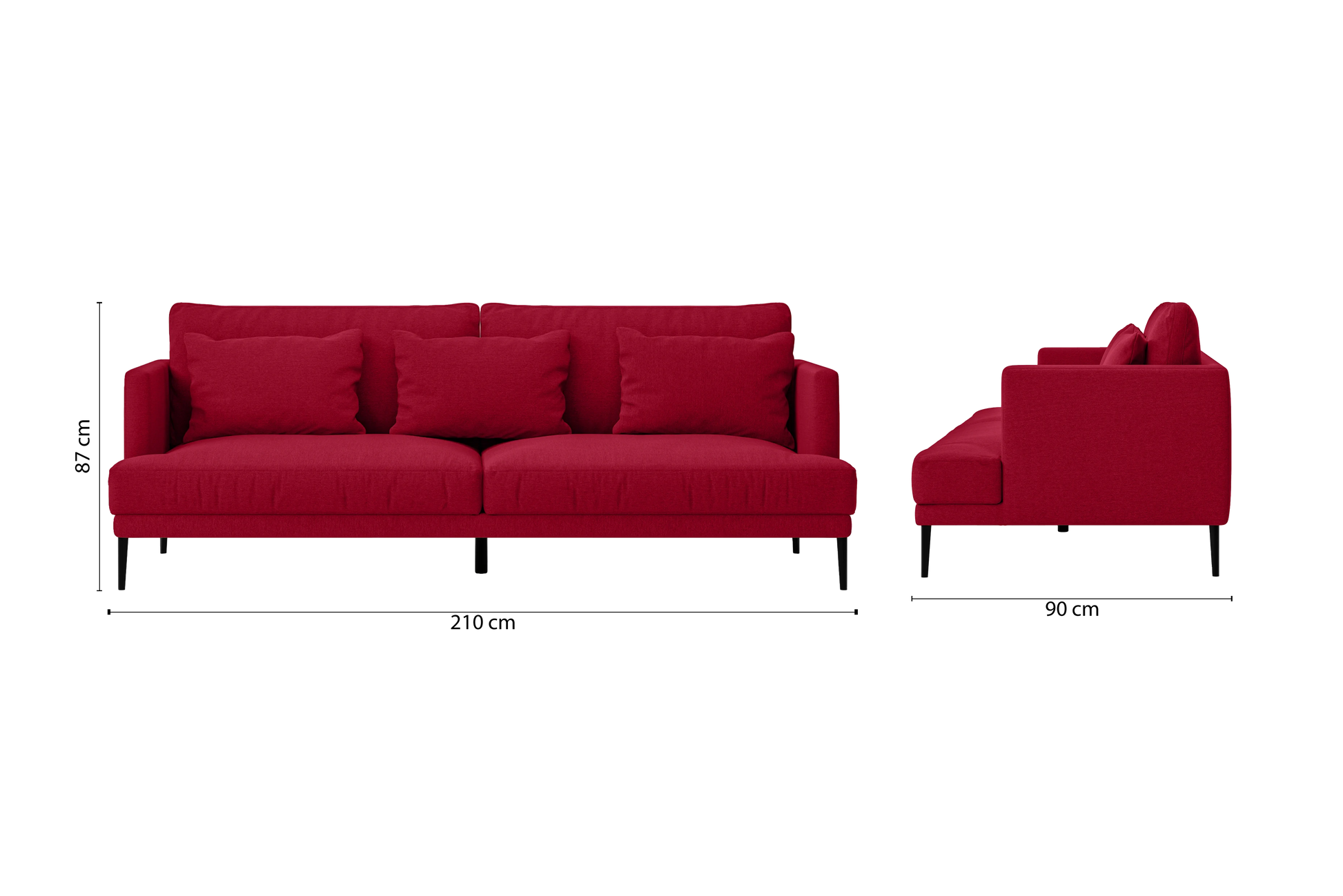 Bisceglie 3 Seater Sofa Red Linen Fabric