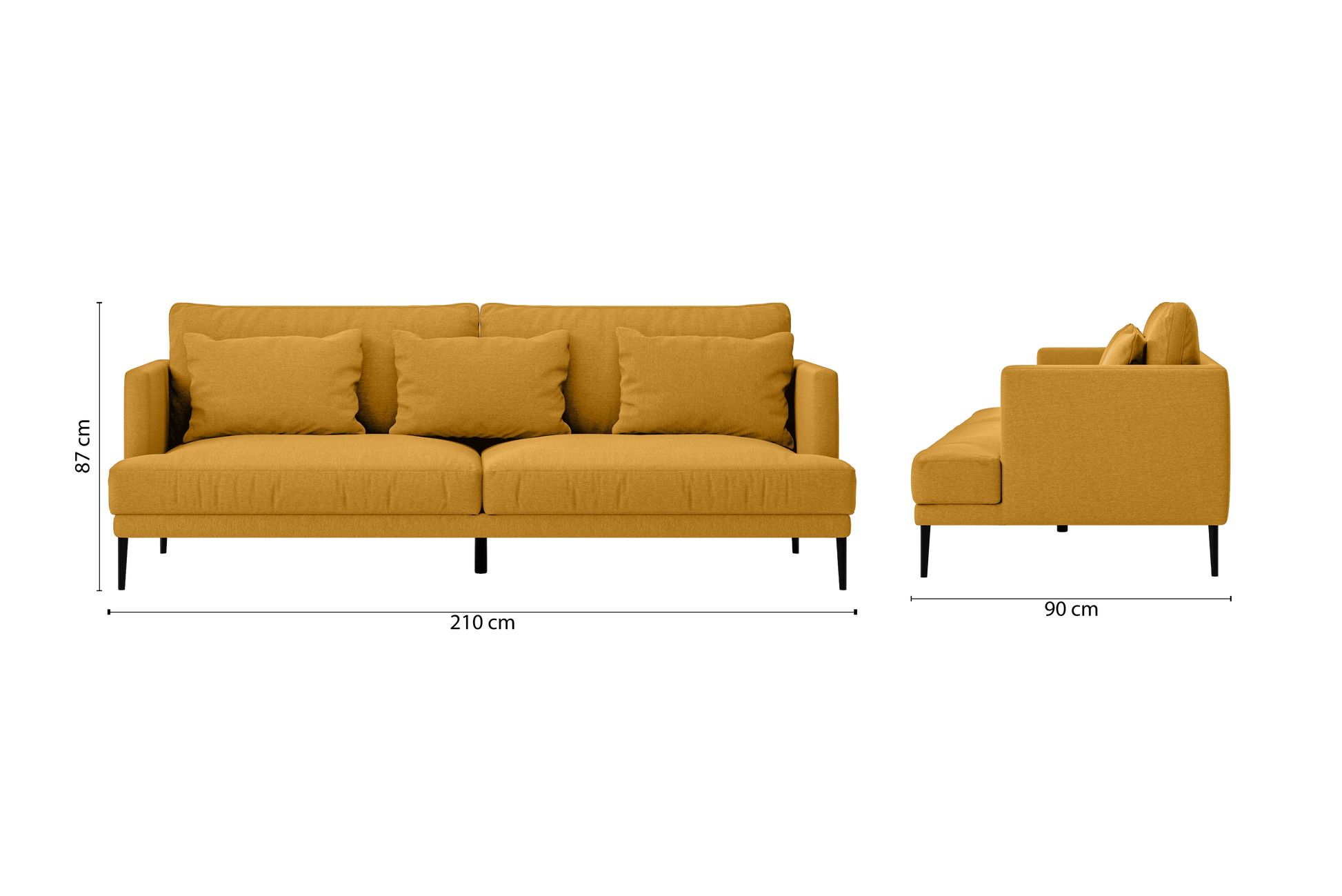 Bisceglie 3 Seater Sofa Yellow Linen Fabric