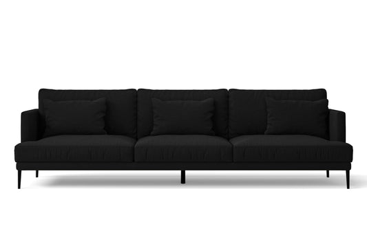 Bisceglie 4 Seater Sofa Black Linen Fabric