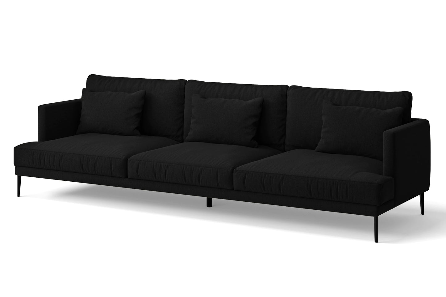 Bisceglie 4 Seater Sofa Black Linen Fabric