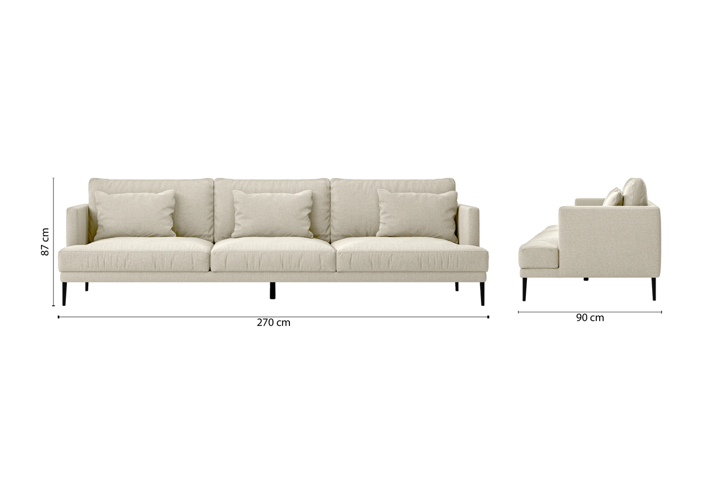 Bisceglie 4 Seater Sofa Cream Linen Fabric