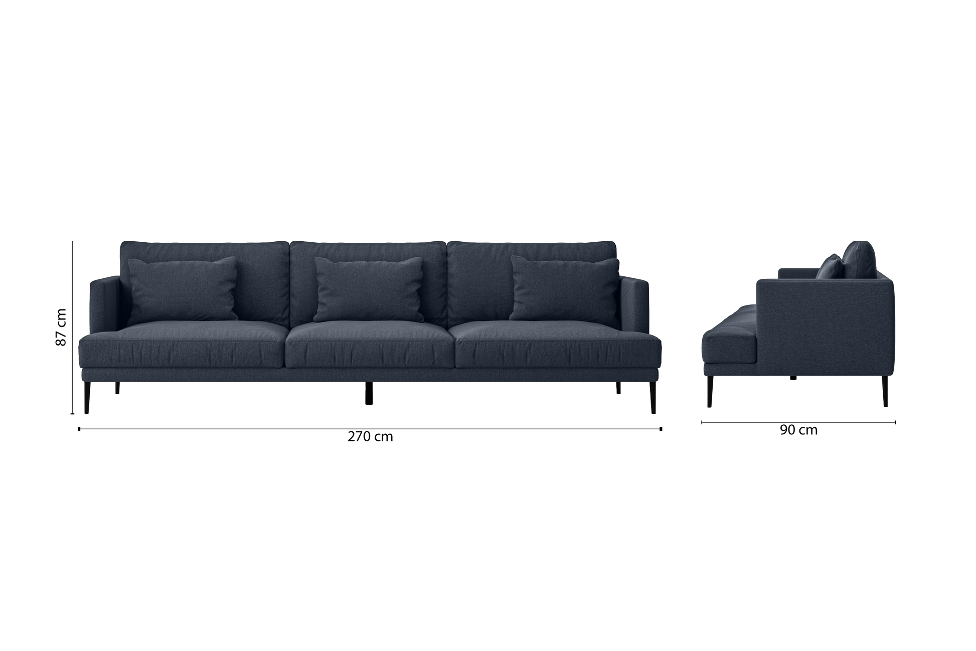 Bisceglie 4 Seater Sofa Dark Blue Linen Fabric