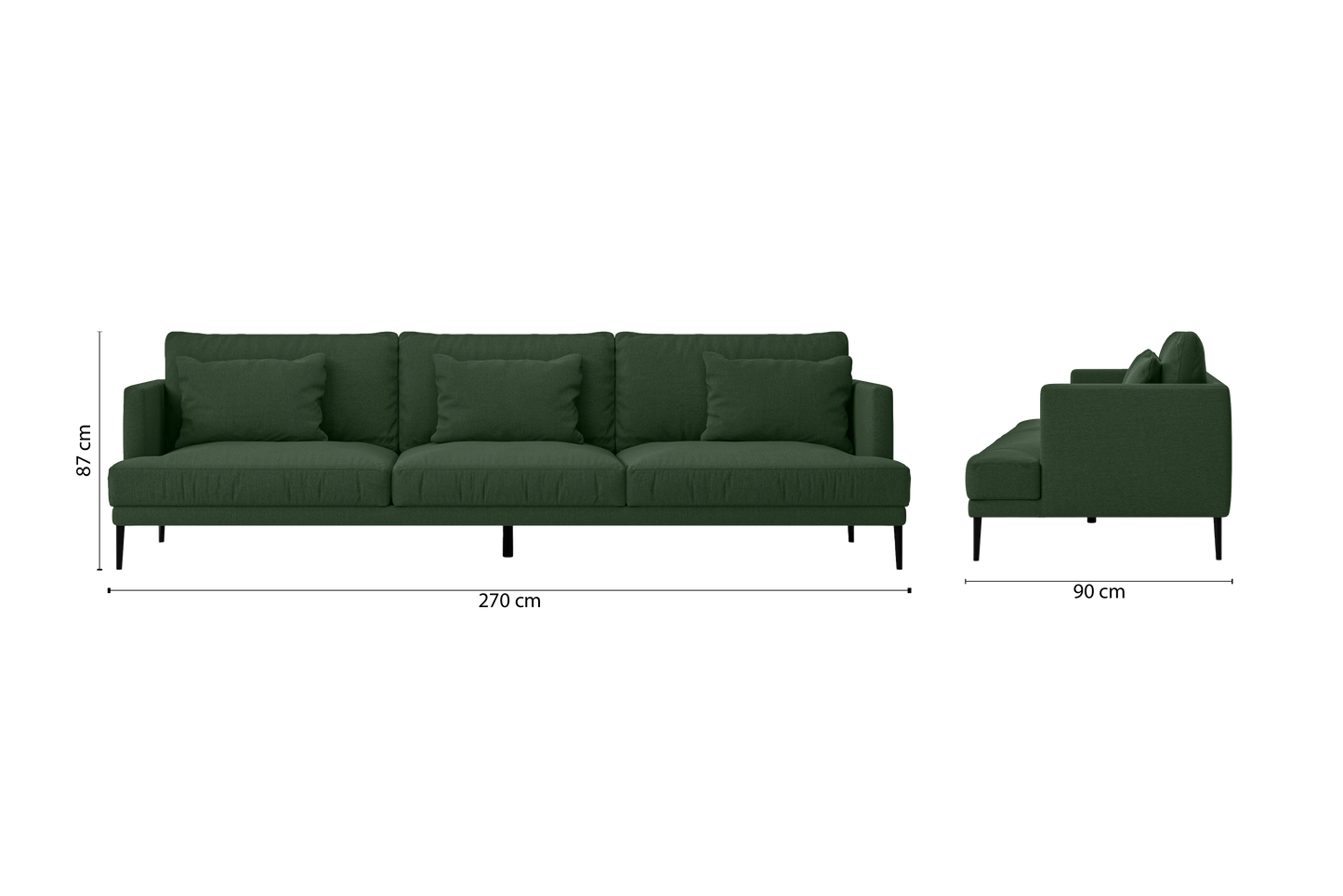 Bisceglie 4 Seater Sofa Forest Green Linen Fabric