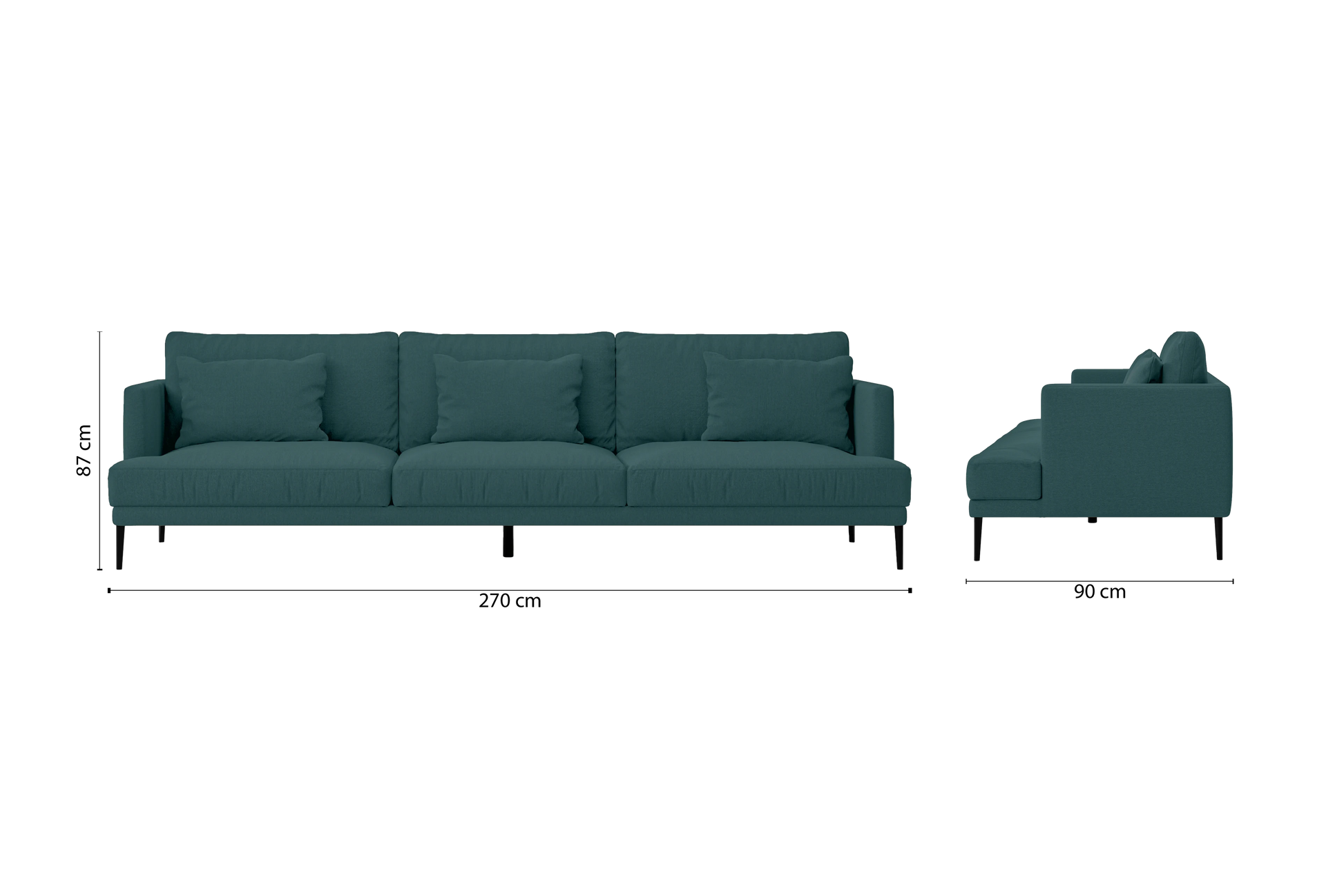 Bisceglie 4 Seater Sofa Teal Linen Fabric