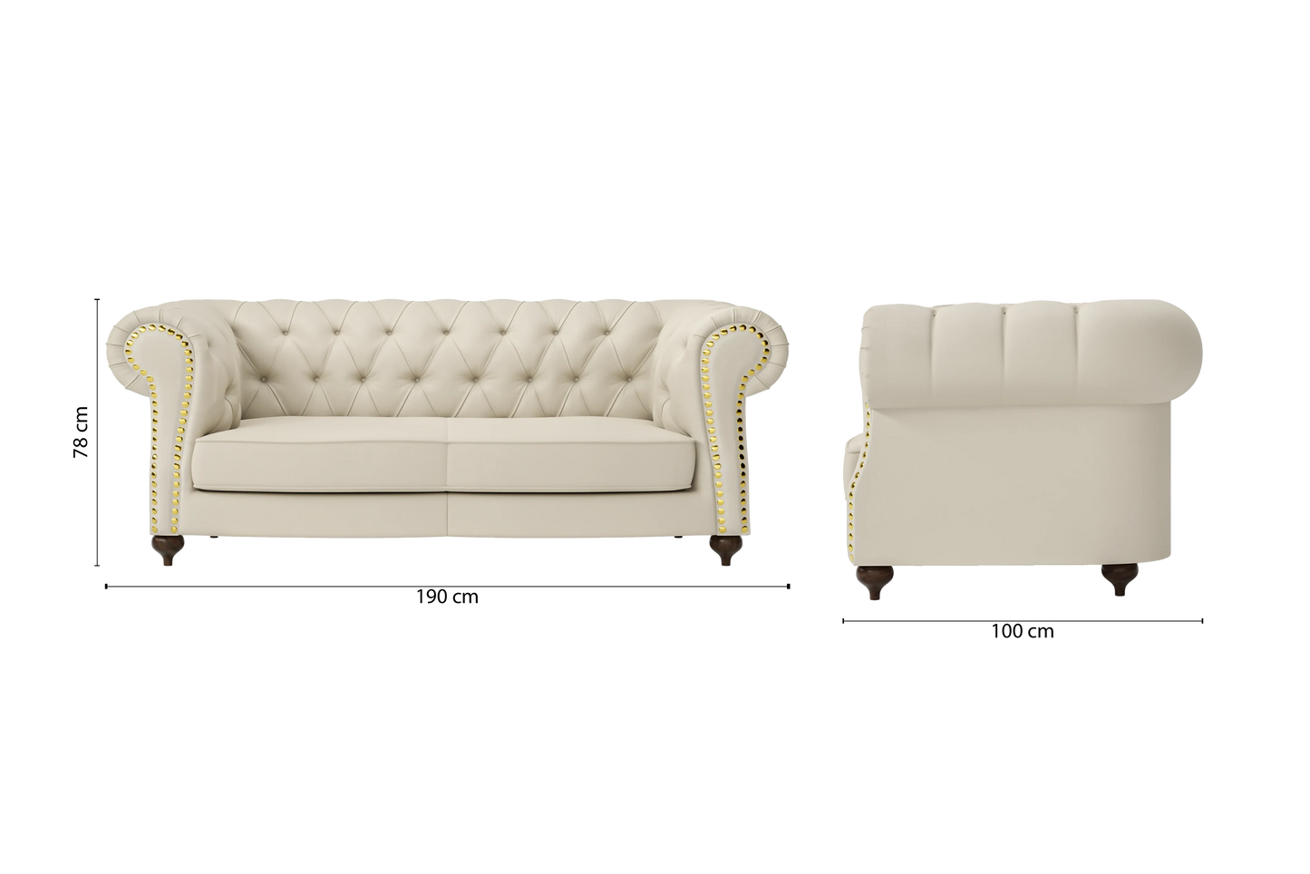 Bitonto 2 Seater Sofa Cream Leather