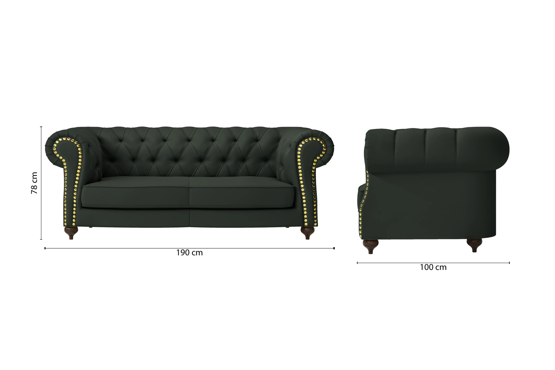 Bitonto 2 Seater Sofa Green Leather