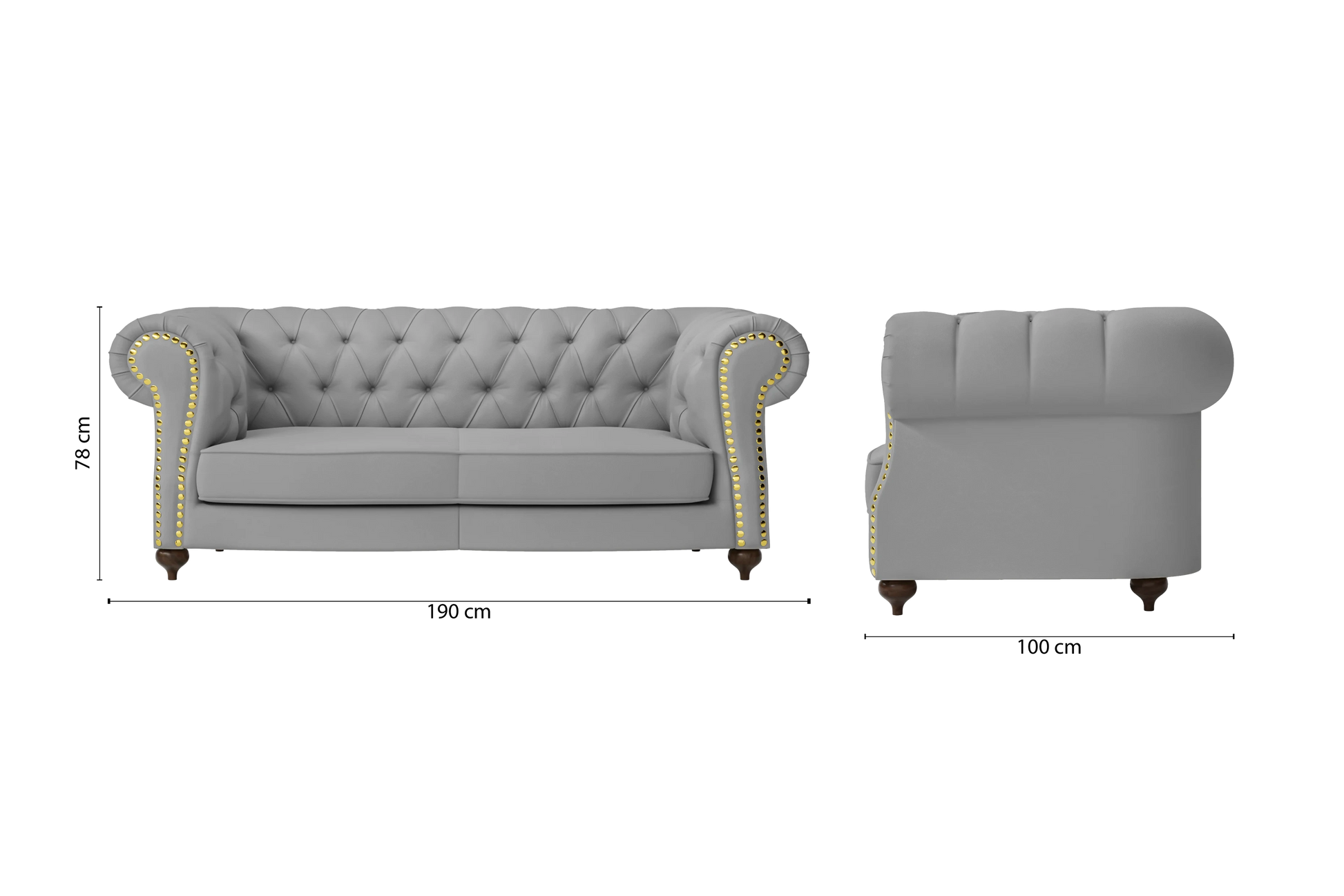 Bitonto 2 Seater Sofa Grey Leather