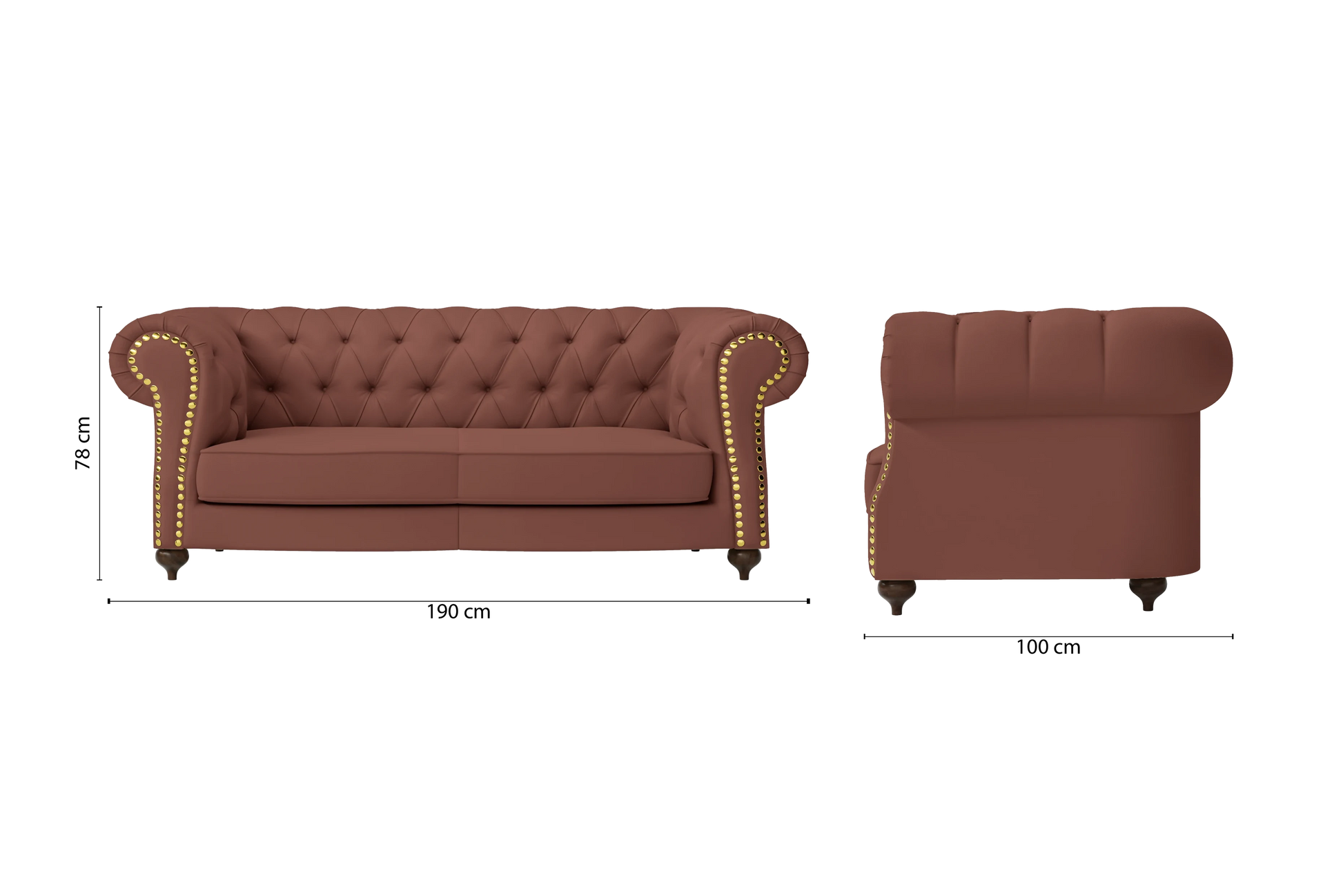 Bitonto 2 Seater Sofa Mauve Leather