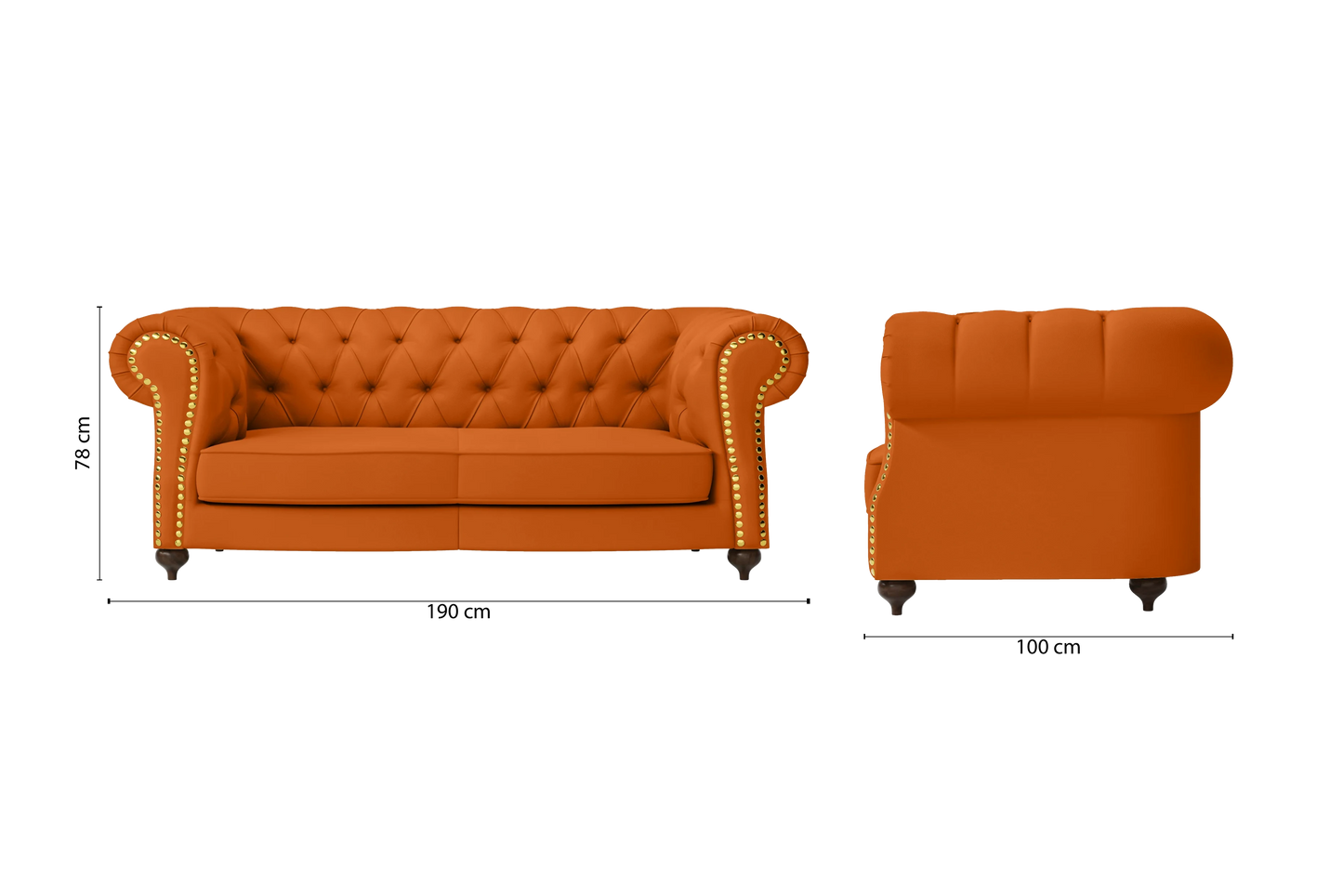 Bitonto 2 Seater Sofa Orange Leather