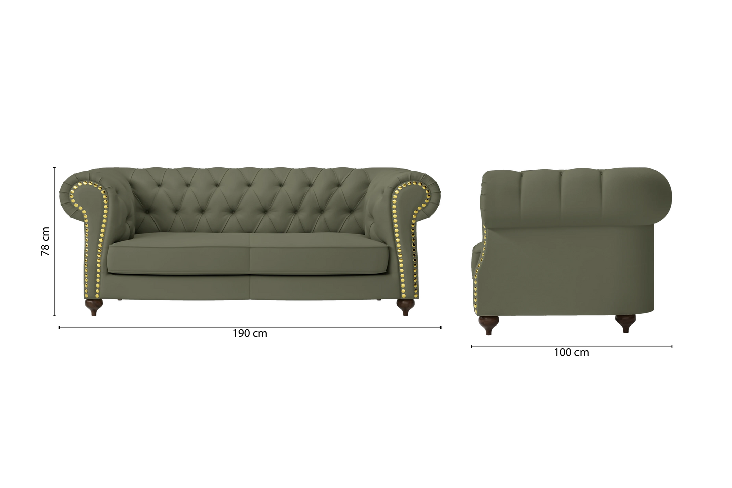 Bitonto 2 Seater Sofa Sage Leather