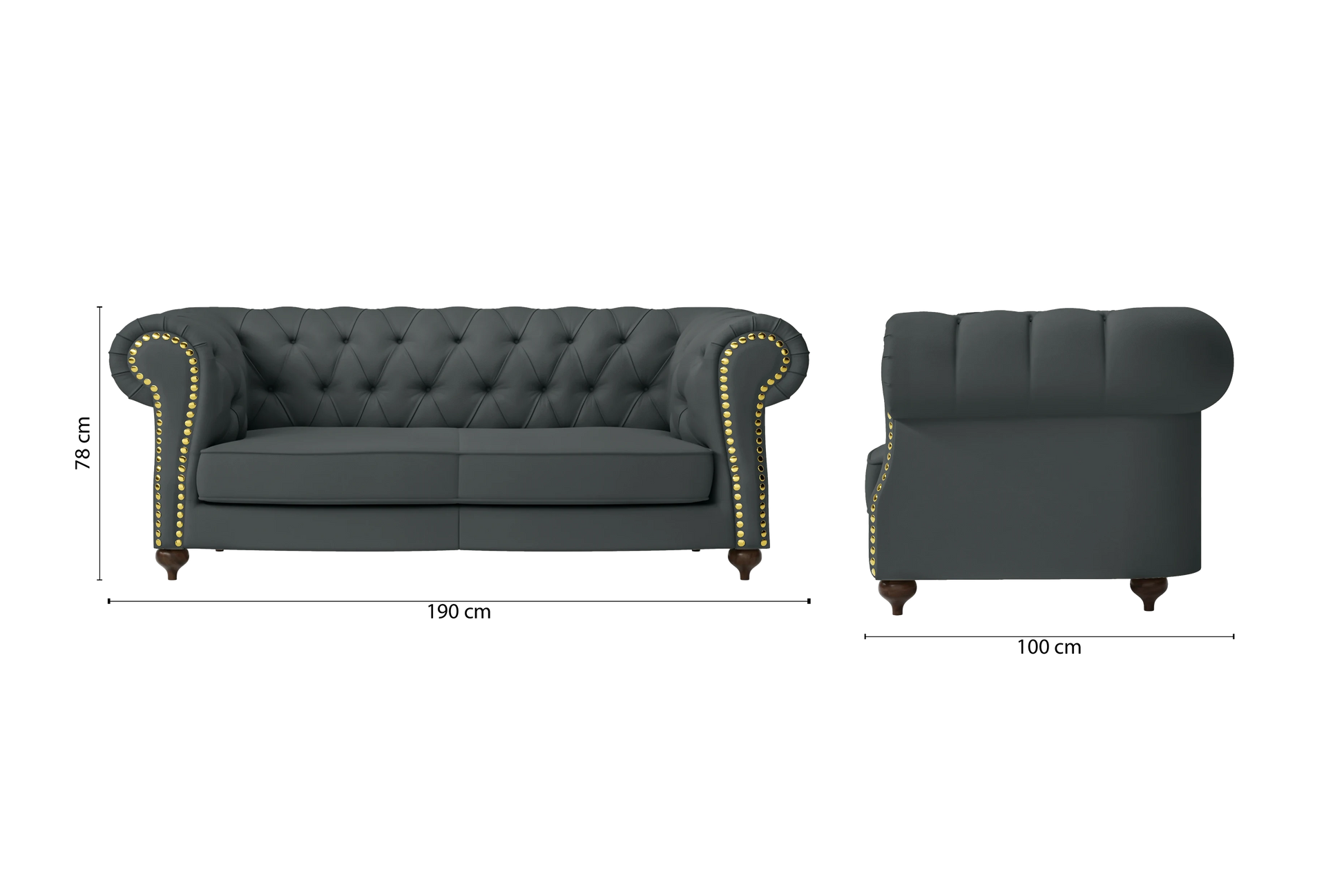 Bitonto 2 Seater Sofa Slate Leather