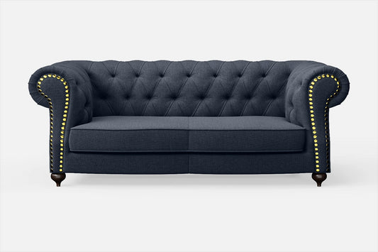 Bitonto 2 Seater Sofa Dark Blue Linen Fabric