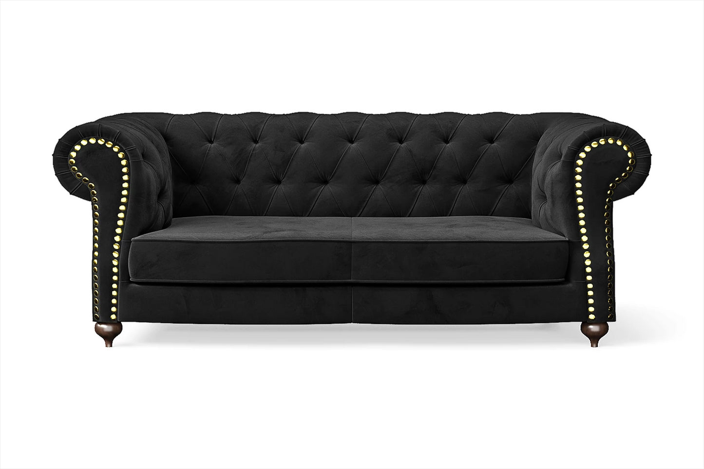 Bitonto 2 Seater Sofa Black Velvet