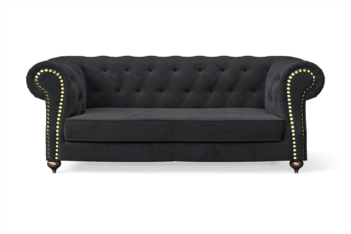 Bitonto 2 Seater Sofa Dark Grey Velvet