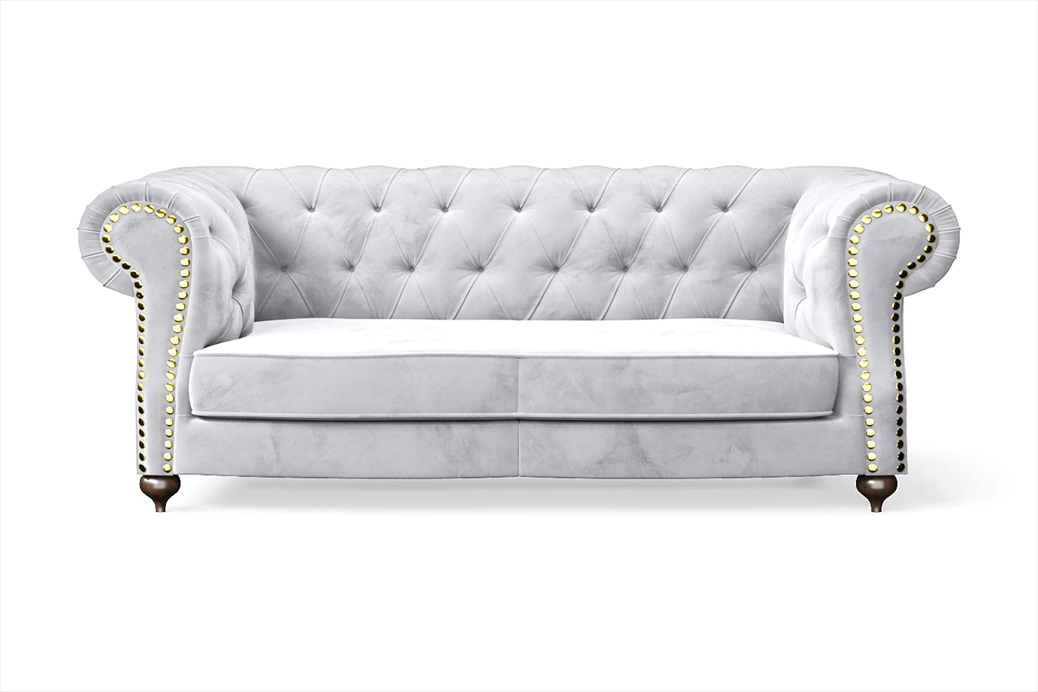 Bitonto 2 Seater Sofa Silver Velvet