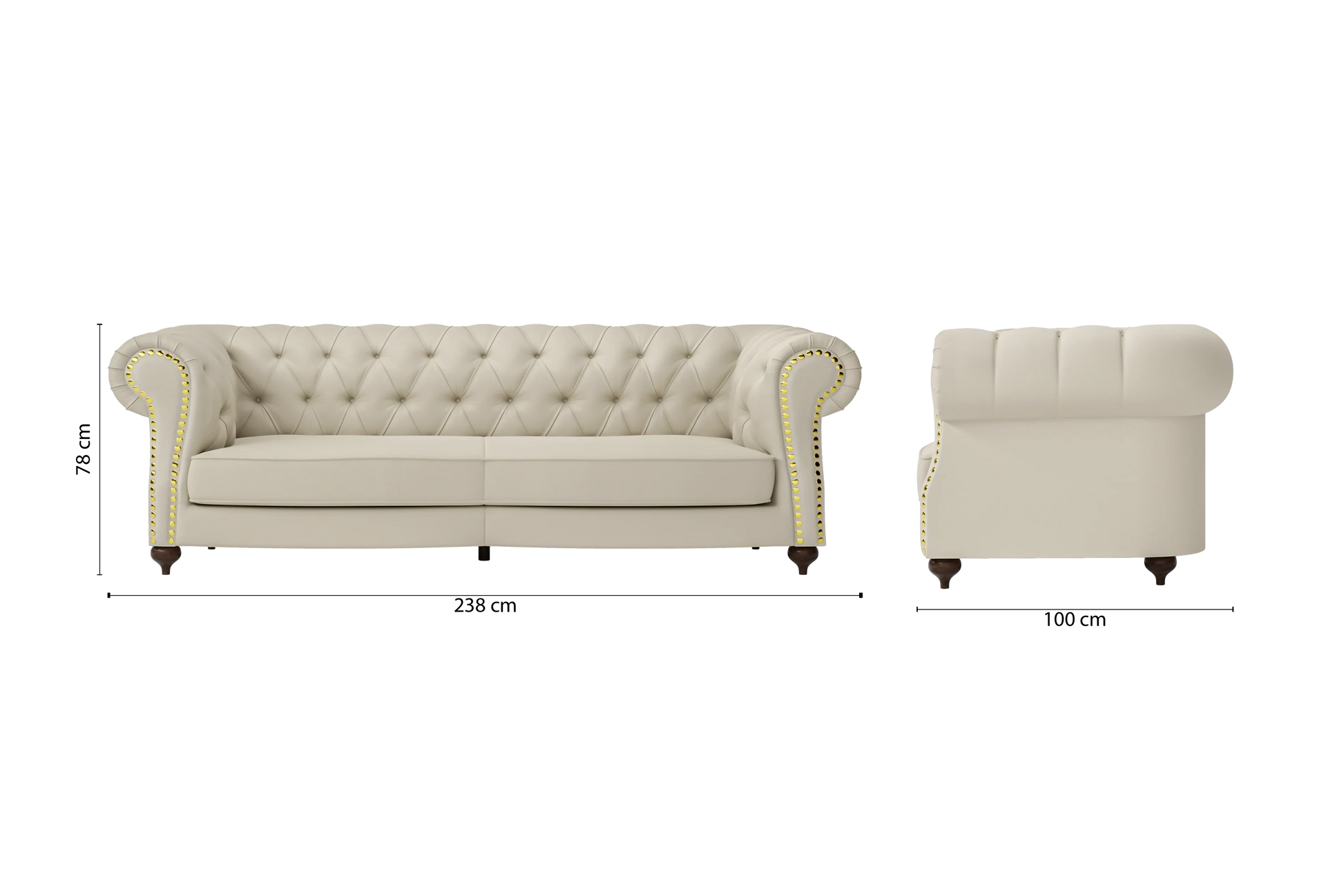 Bitonto 3 Seater Sofa Cream Leather